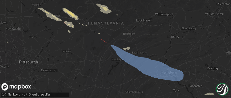 Hail map in Spruce Creek, PA on July 18, 2026