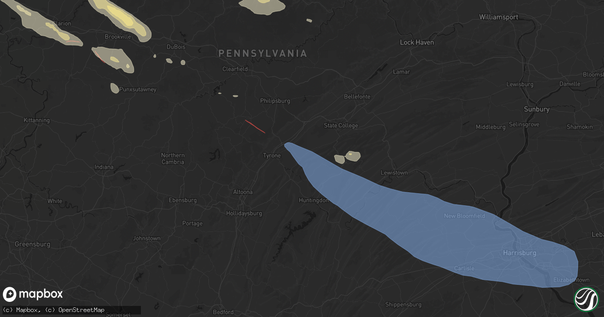 Hail map in Spruce Creek, PA on July 18, 2026