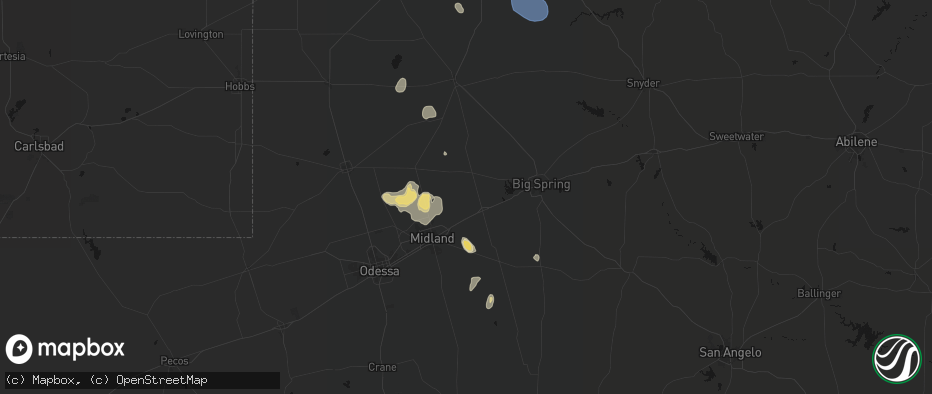 Hail map in Stanton, TX on July 18, 2026