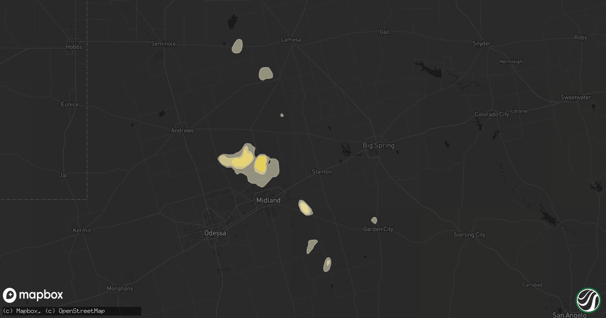 Hail map in Stanton, TX on July 18, 2026