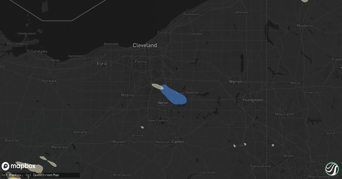Hail map in Stow, OH on July 18, 2026