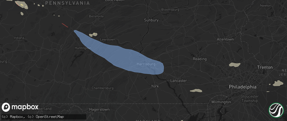 Hail map in Summerdale, PA on July 18, 2026