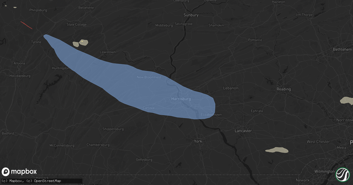 Hail map in Summerdale, PA on July 18, 2026
