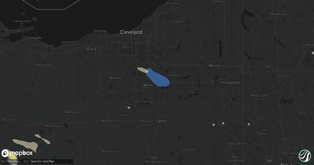 Hail map in Tallmadge, OH on July 18, 2026