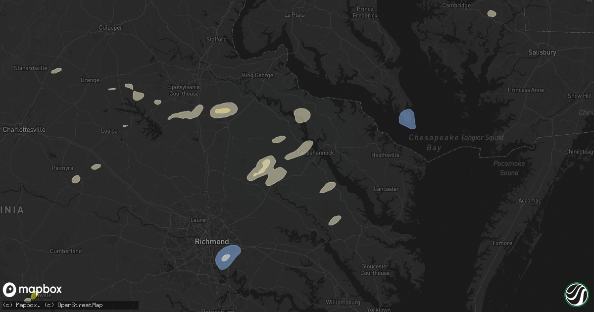Hail map in Tappahannock, VA on July 18, 2026