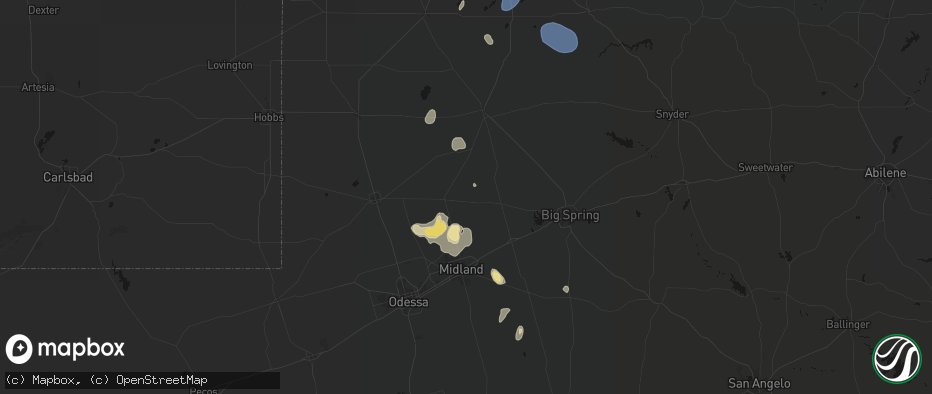 Hail map in Tarzan, TX on July 18, 2026