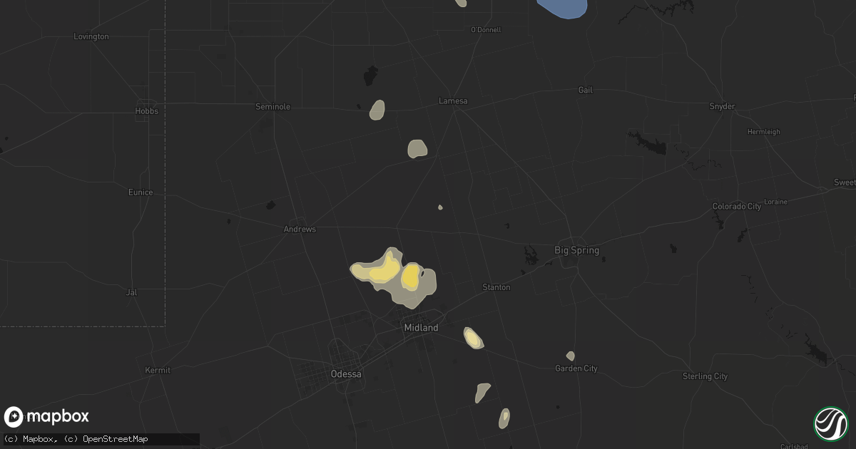 Hail map in Tarzan, TX on July 18, 2026