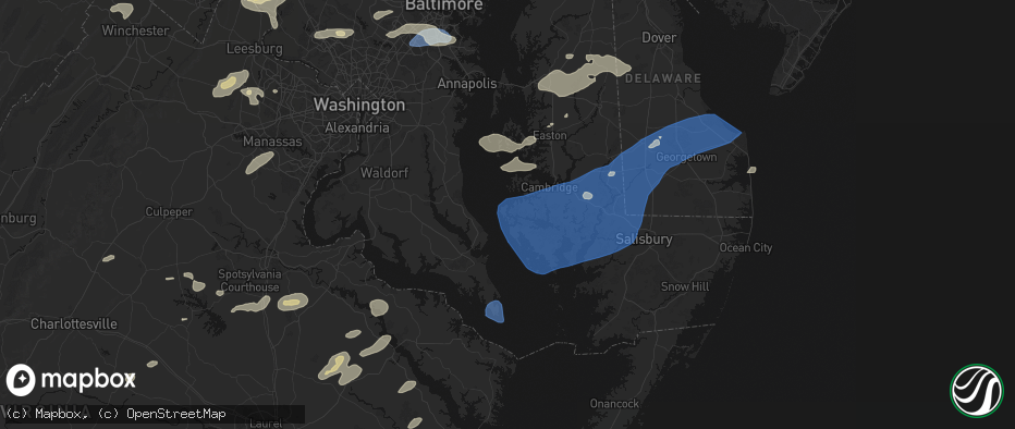 Hail map in Taylors Island, MD on July 18, 2026