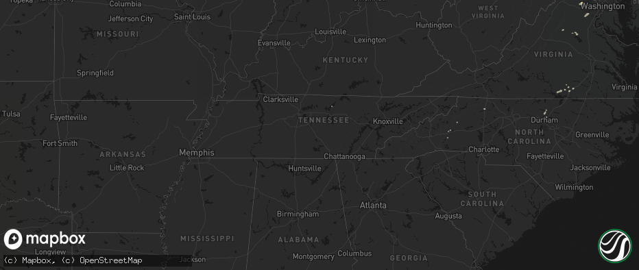 Hail map in Tennessee on July 18, 2026