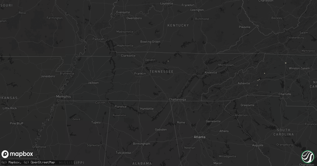 Hail map in Tennessee on July 18, 2026