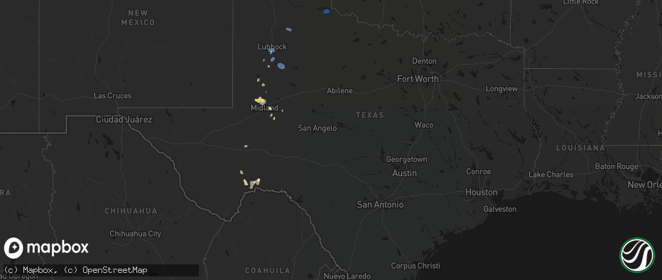 Hail map in Texas on July 18, 2026