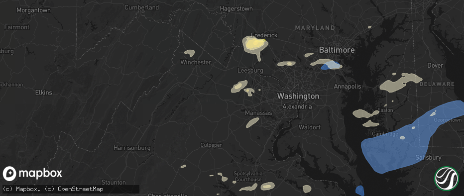 Hail map in The Plains, VA on July 18, 2026