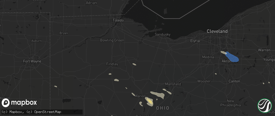 Hail map in Tiffin, OH on July 18, 2026