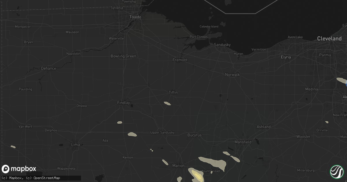 Hail map in Tiffin, OH on July 18, 2026