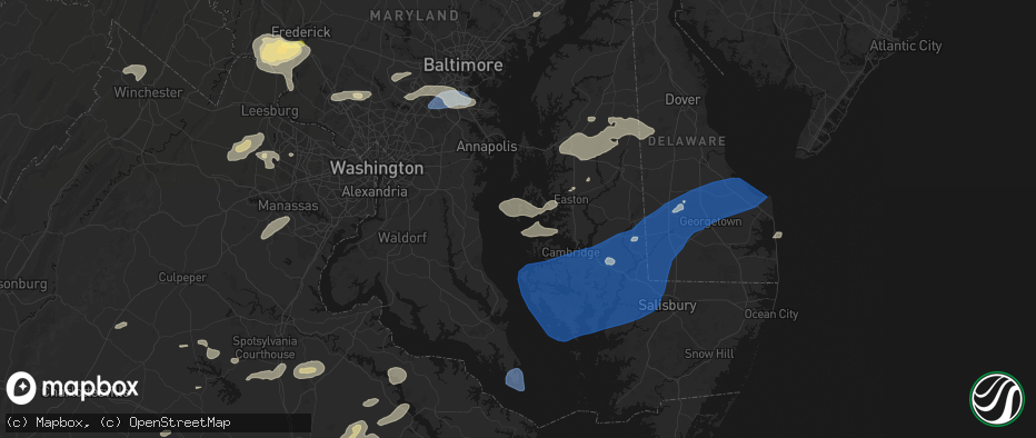 Hail map in Tilghman, MD on July 18, 2026