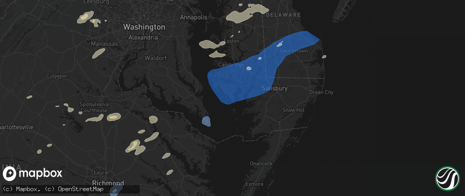 Hail map in Toddville, MD on July 18, 2026