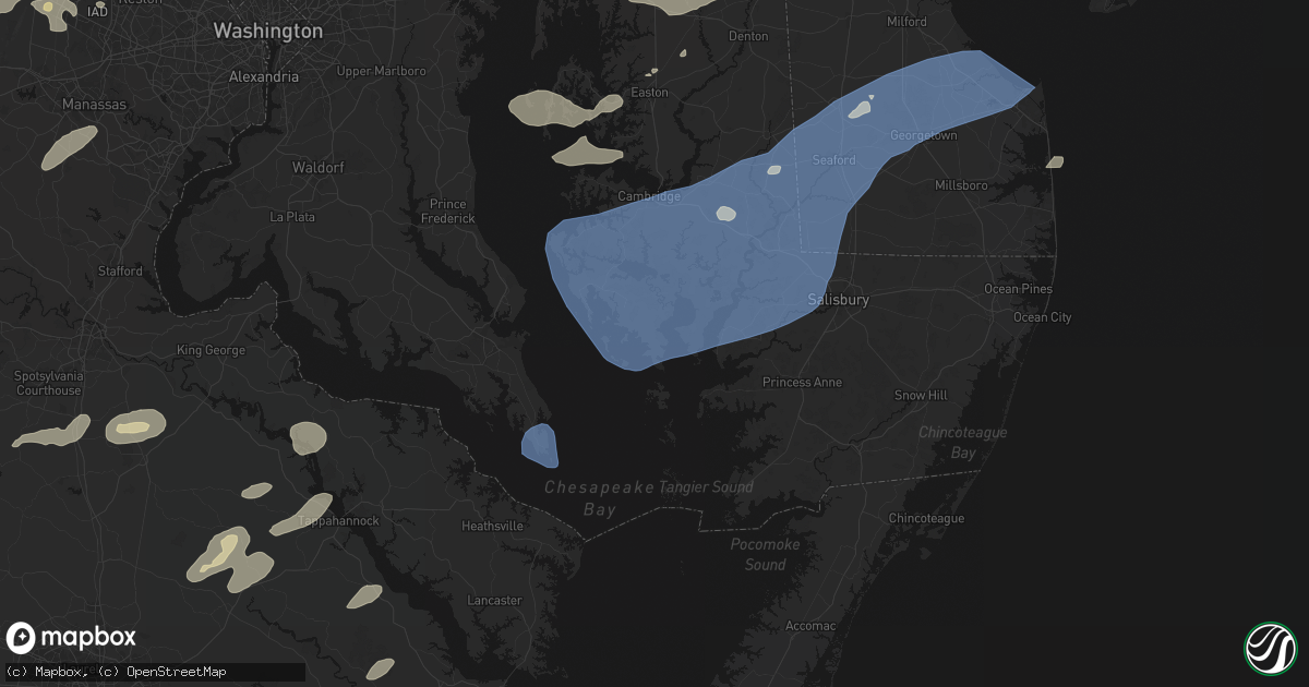 Hail map in Toddville, MD on July 18, 2026