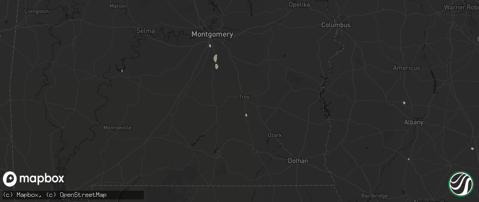 Hail map in Troy, AL on July 18, 2026