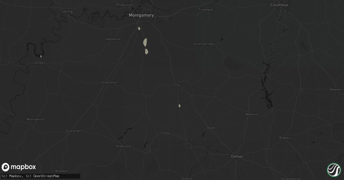 Hail map in Troy, AL on July 18, 2026
