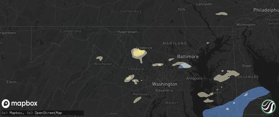 Hail map in Tuscarora, MD on July 18, 2026