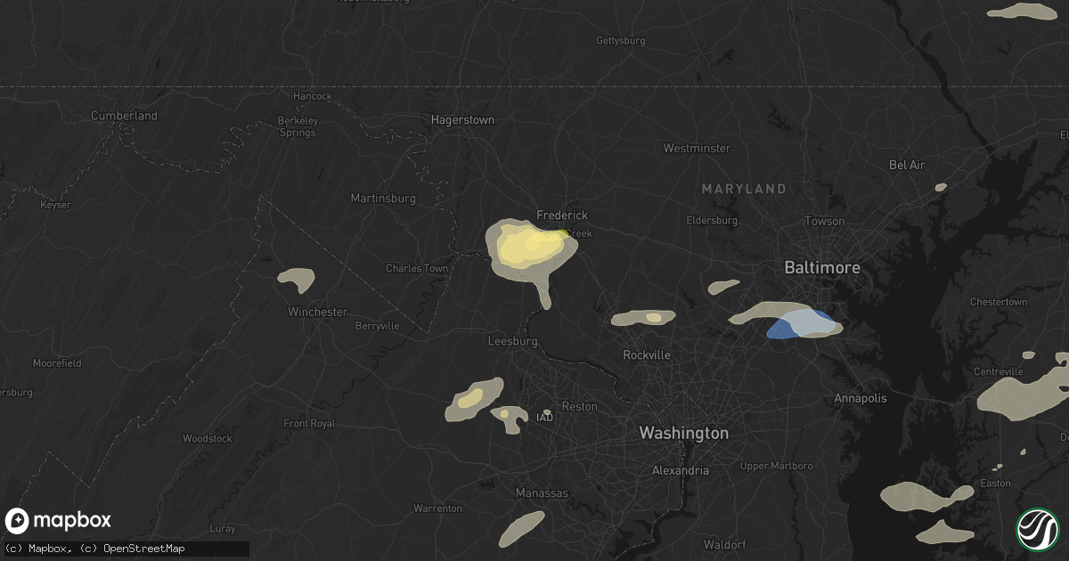 Hail map in Tuscarora, MD on July 18, 2026