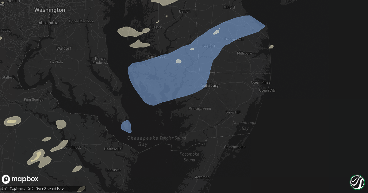 Hail map in Tyaskin, MD on July 18, 2026