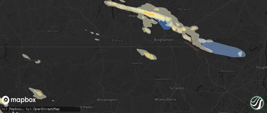 Hail map in Ulster, PA on July 18, 2026