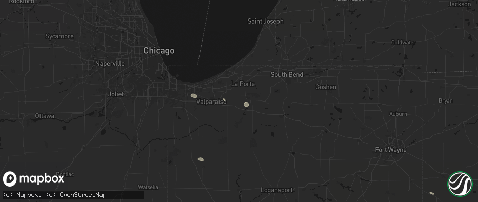 Hail map in Union Mills, IN on July 18, 2026