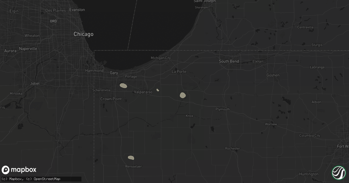 Hail map in Union Mills, IN on July 18, 2026
