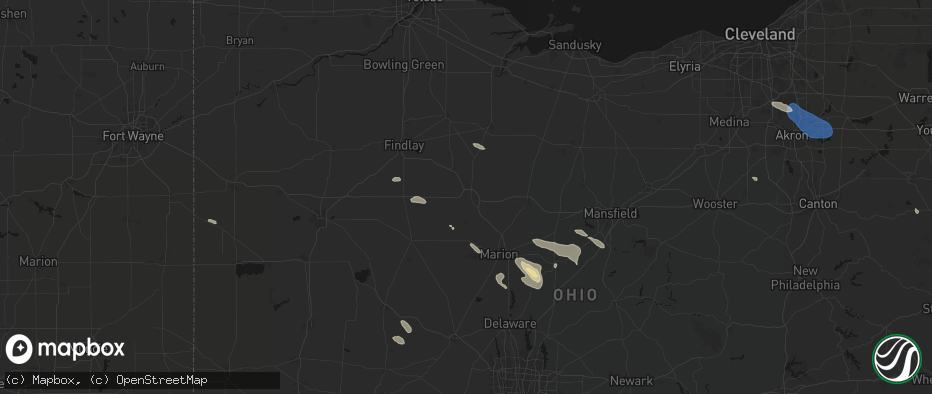 Hail map in Upper Sandusky, OH on July 18, 2026