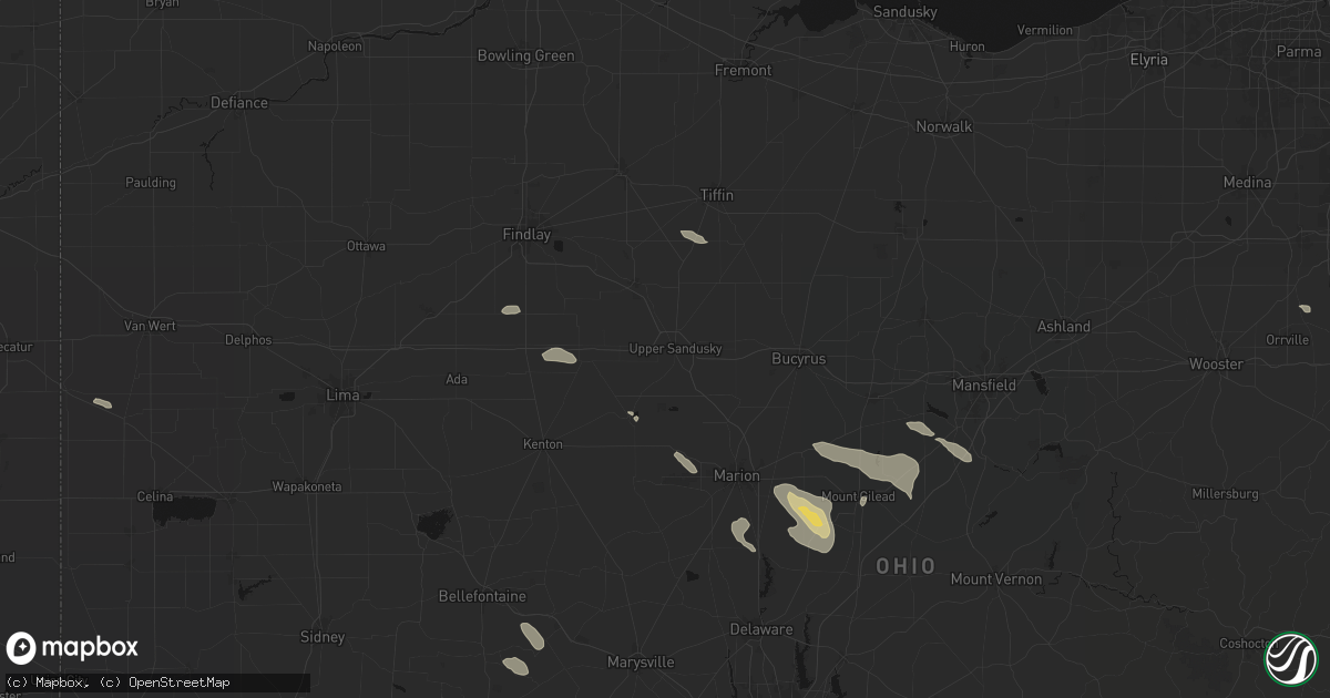 Hail map in Upper Sandusky, OH on July 18, 2026