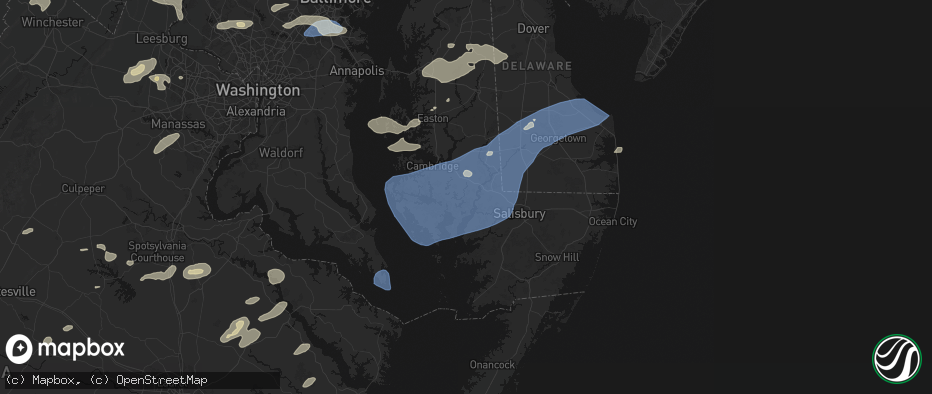Hail map in Vienna, MD on July 18, 2026
