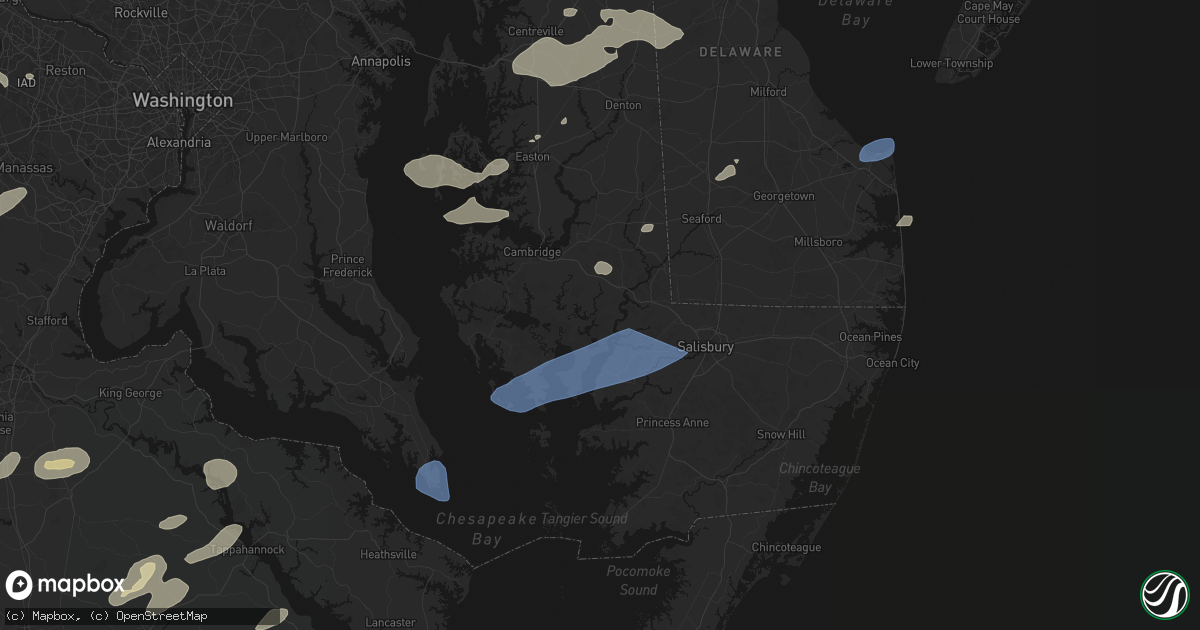 Hail map in Vienna, MD on July 18, 2026