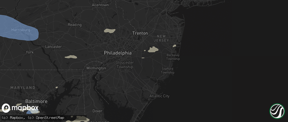 Hail map in Vincentown, NJ on July 18, 2026