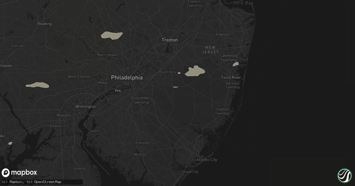 Hail map in Vincentown, NJ on July 18, 2026