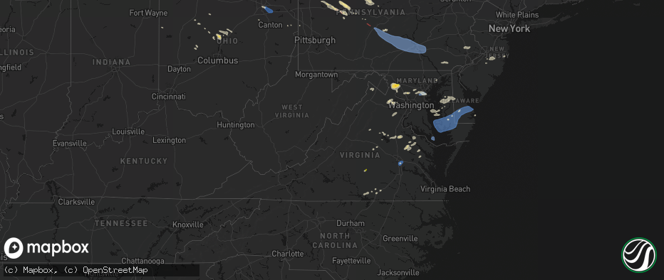 Hail map in Virginia on July 18, 2026