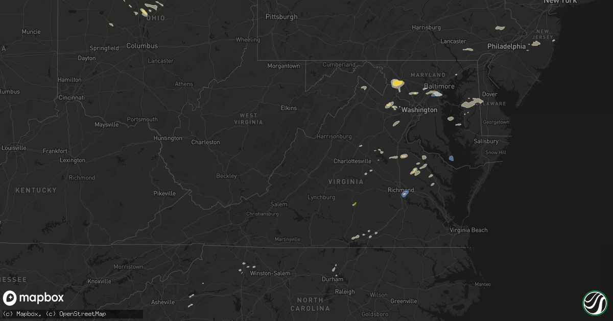 Hail map in Virginia on July 18, 2026