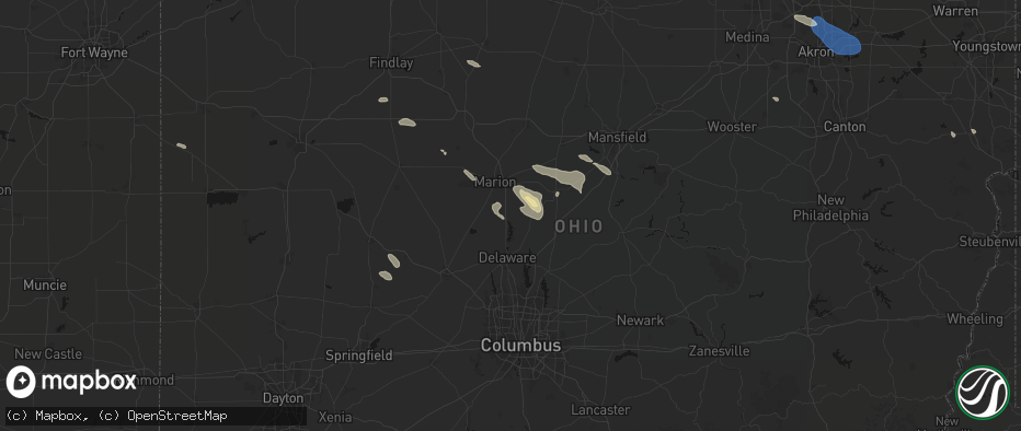 Hail map in Waldo, OH on July 18, 2026