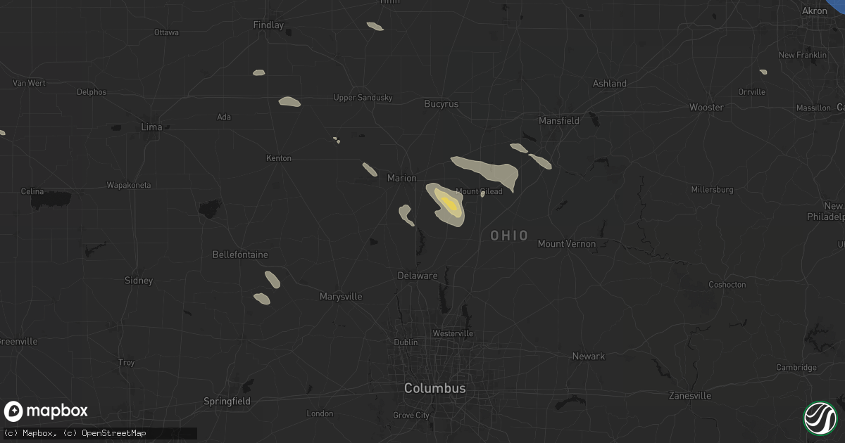 Hail map in Waldo, OH on July 18, 2026