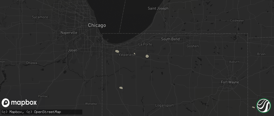 Hail map in Wanatah, IN on July 18, 2026