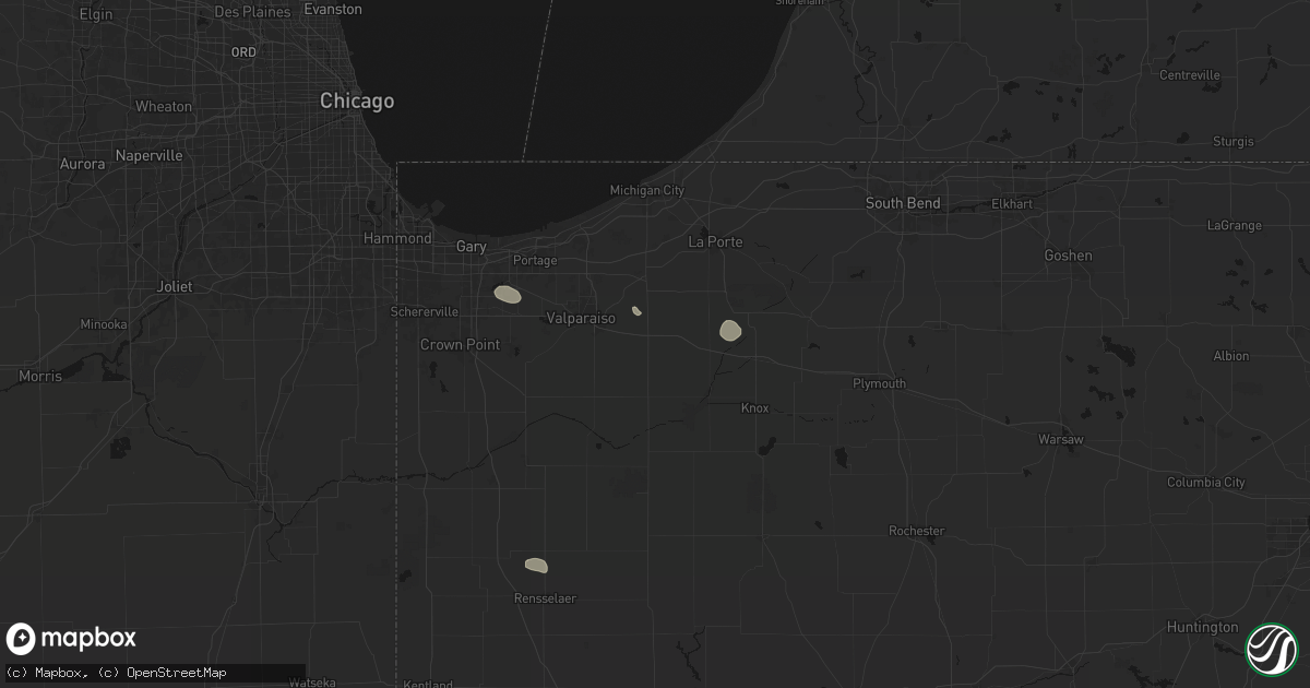 Hail map in Wanatah, IN on July 18, 2026