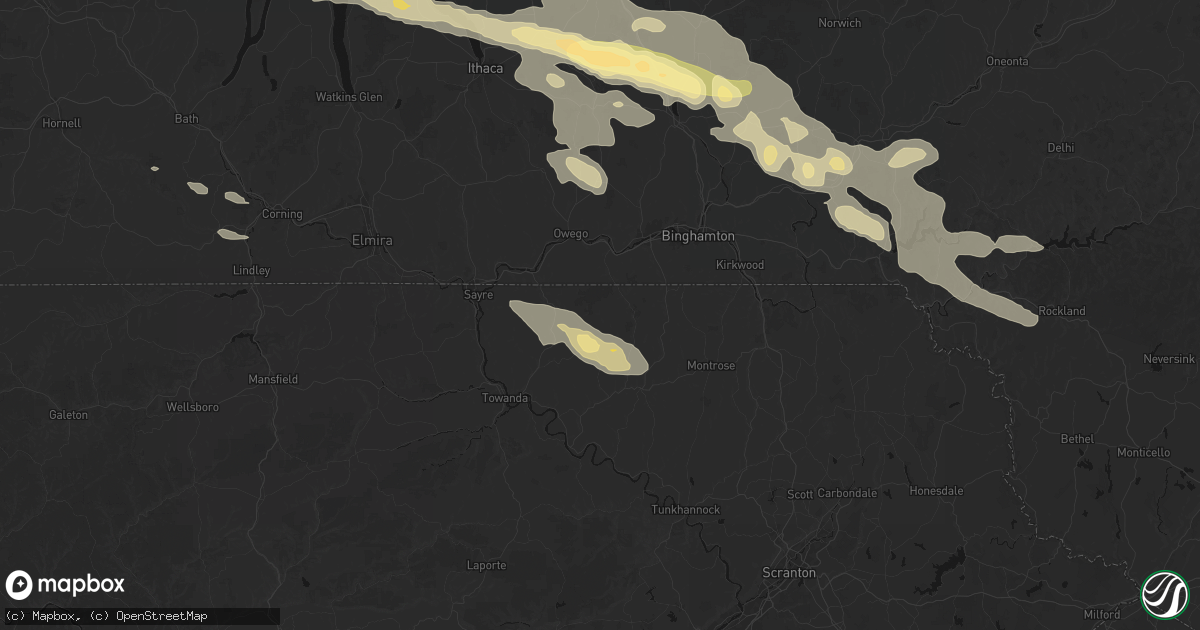 Hail map in Warren Center, PA on July 18, 2026
