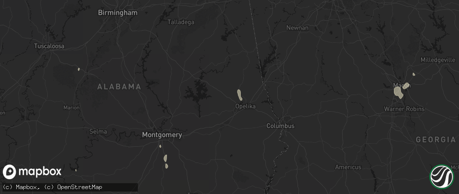 Hail map in Waverly, AL on July 18, 2026