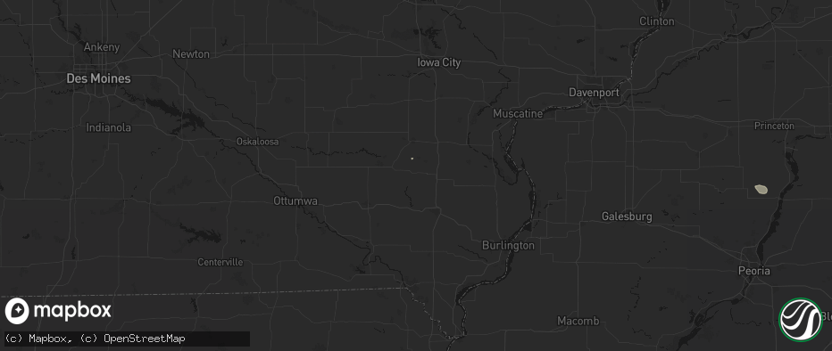 Hail map in Wayland, IA on July 18, 2026