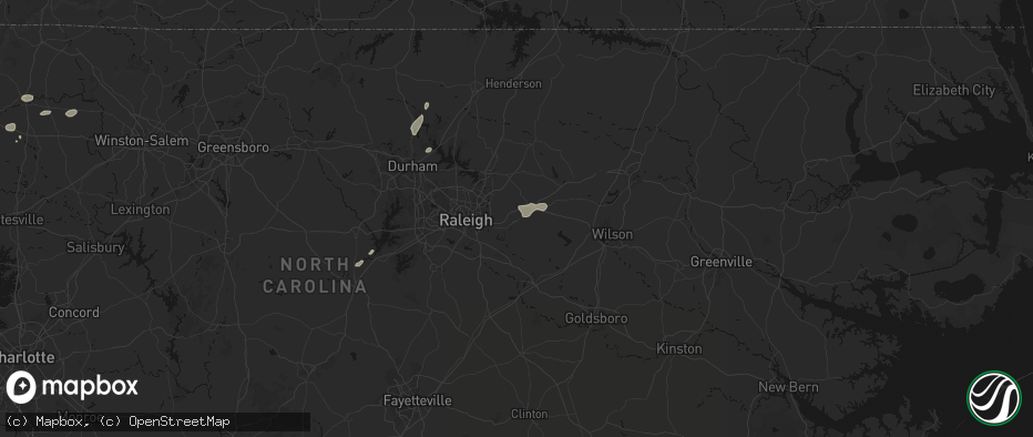 Hail map in Wendell, NC on July 18, 2026