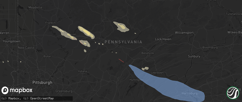 Hail map in West Decatur, PA on July 18, 2026