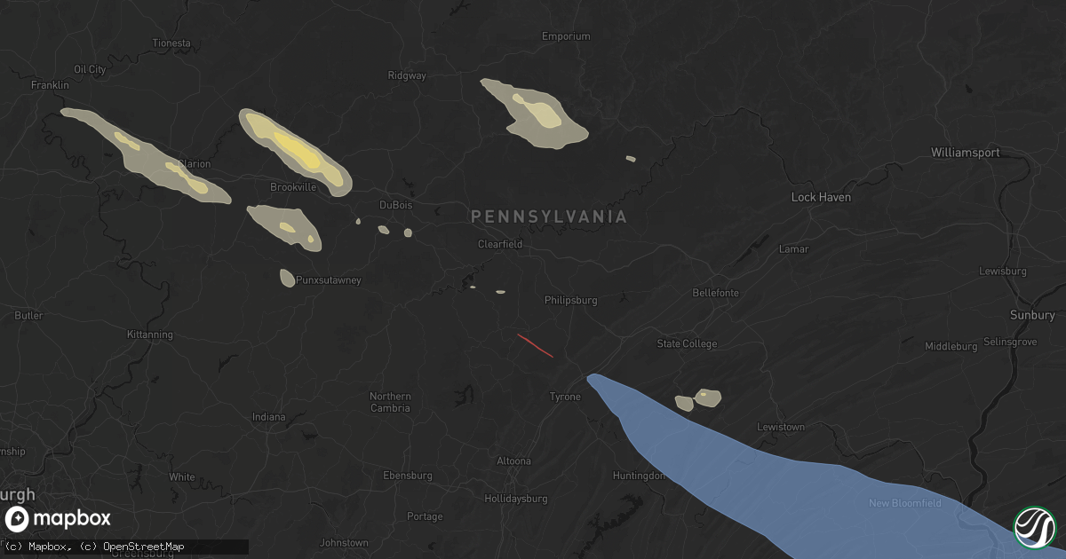 Hail map in West Decatur, PA on July 18, 2026