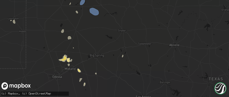 Hail map in Westbrook, TX on July 18, 2026