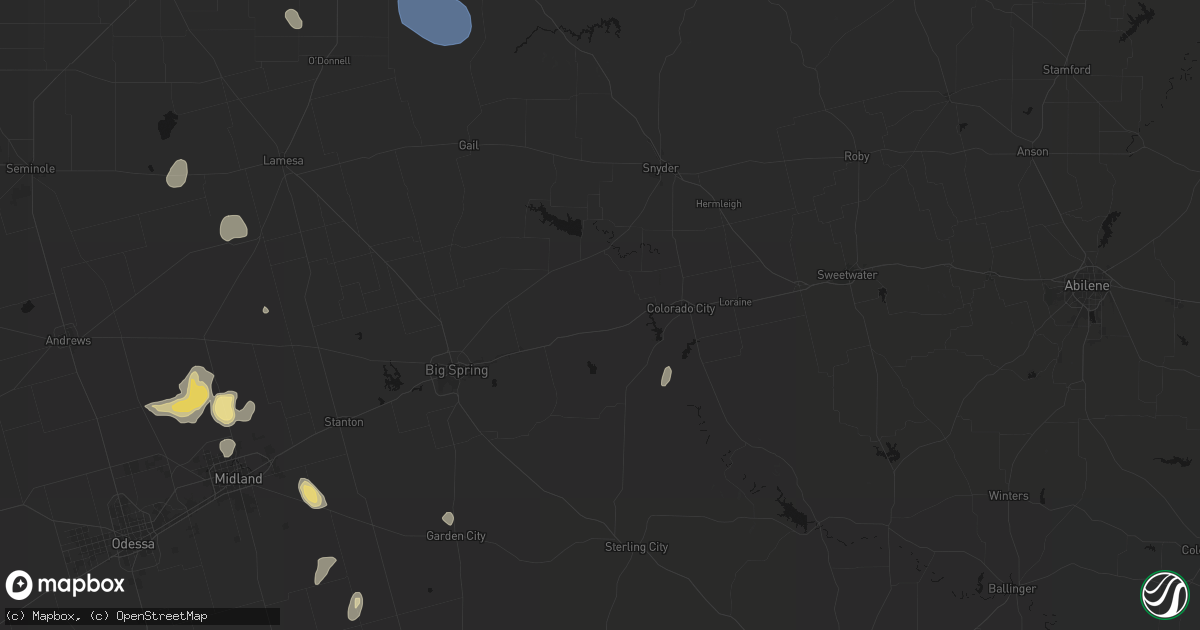 Hail map in Westbrook, TX on July 18, 2026
