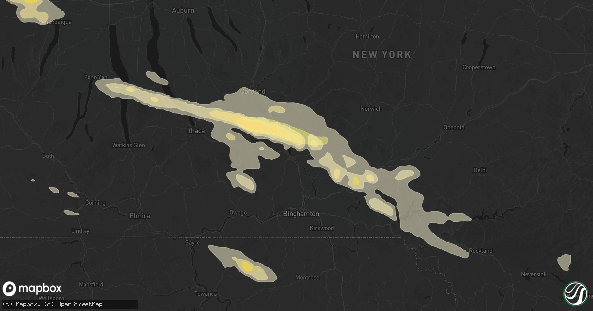 Hail map in Whitney Point, NY on July 18, 2026
